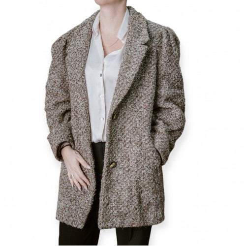 Γυναικείο Oversized Παλτό Σε Ψαροκόκκαλο Με Κουμπιά