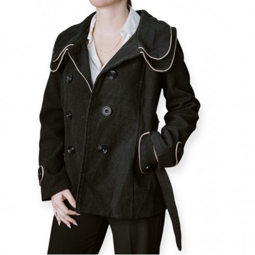 Γυναικείο Μαύρο Καπαρντίνα-Παλτό Με Διακοσμητικό Γιακά