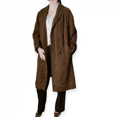 Γυναικείο Μακρύ Oversized Παλτό Σε Καφέ Απόχρωση