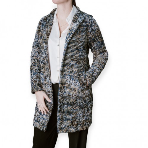 Γυναικείο Μάλλινο Μαντό Με Πολύχρωμο Υφαντό Μοτίβο