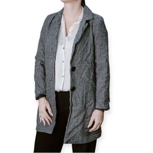 Γυναικείο Παλτό Καρό Σε Γκρι Απόχρωση