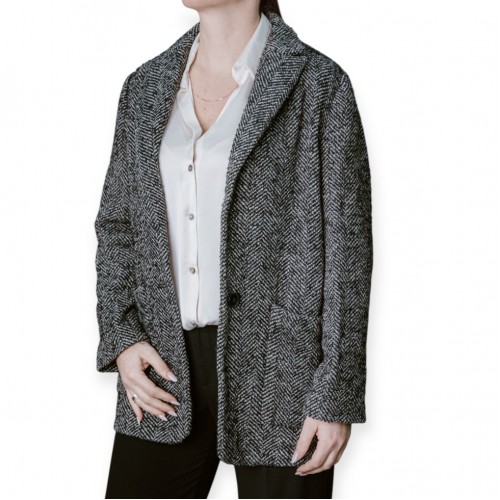 Γυναικείο Παλτό Ψαροκόκκαλο Σε Γκρι Απόχρωση