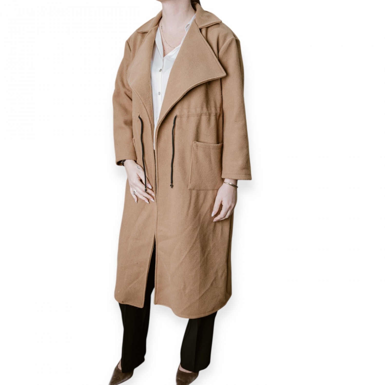 Γυναικείο Μακρύ Camel Παλτό 