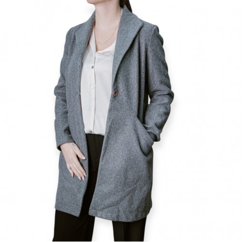 Γυναικείο Γκρι Παλτό Με Μονό Κούμπωμα 
