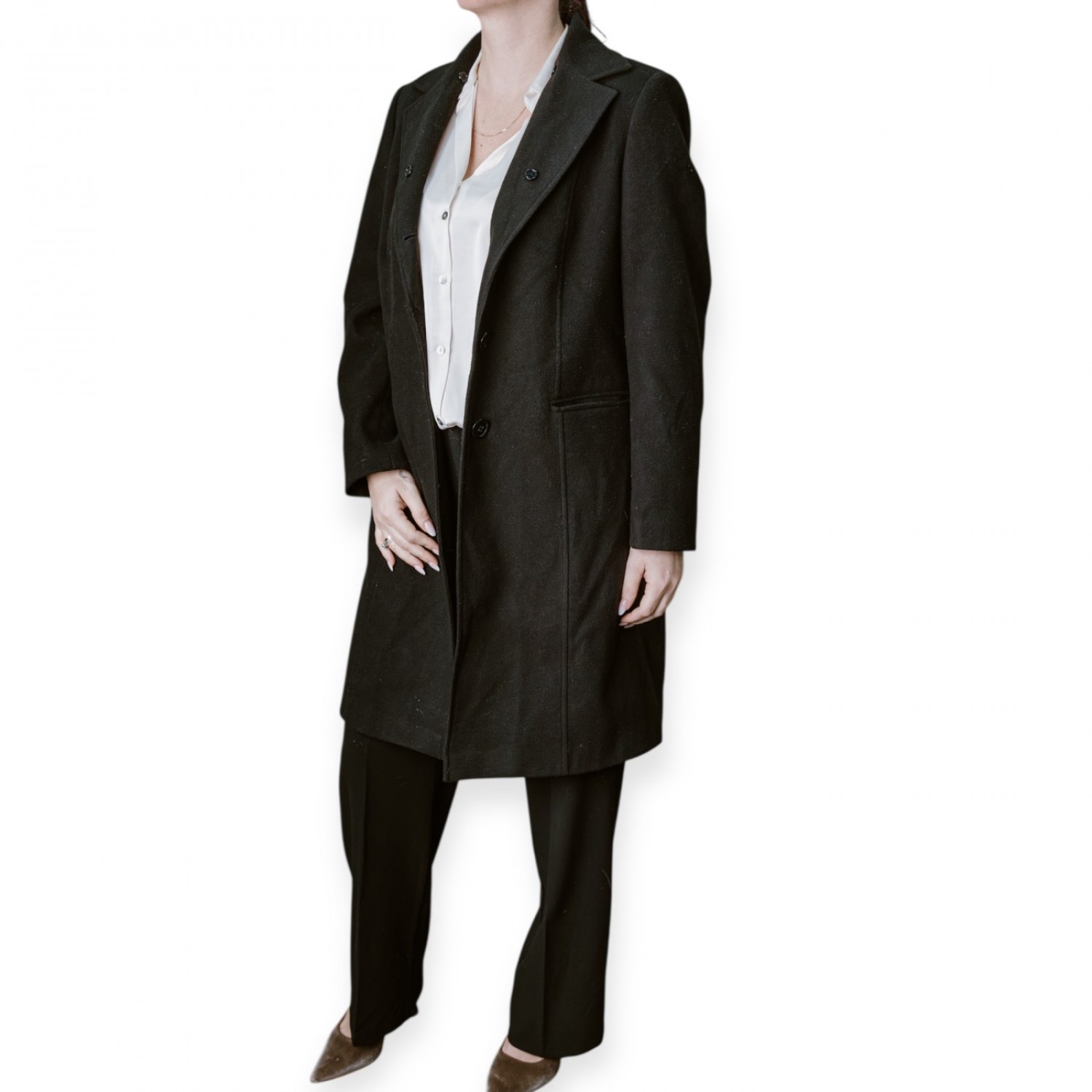 Γυναικείο Μακρύ Μαύρο Παλτό 