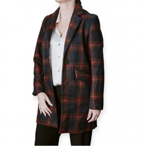 Γυναικείο Παλτό Με Κουμπιά – Μπλε/Κόκκινο