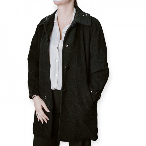 Γυναικείο Μαύρο Μάλλινο Παλτό 