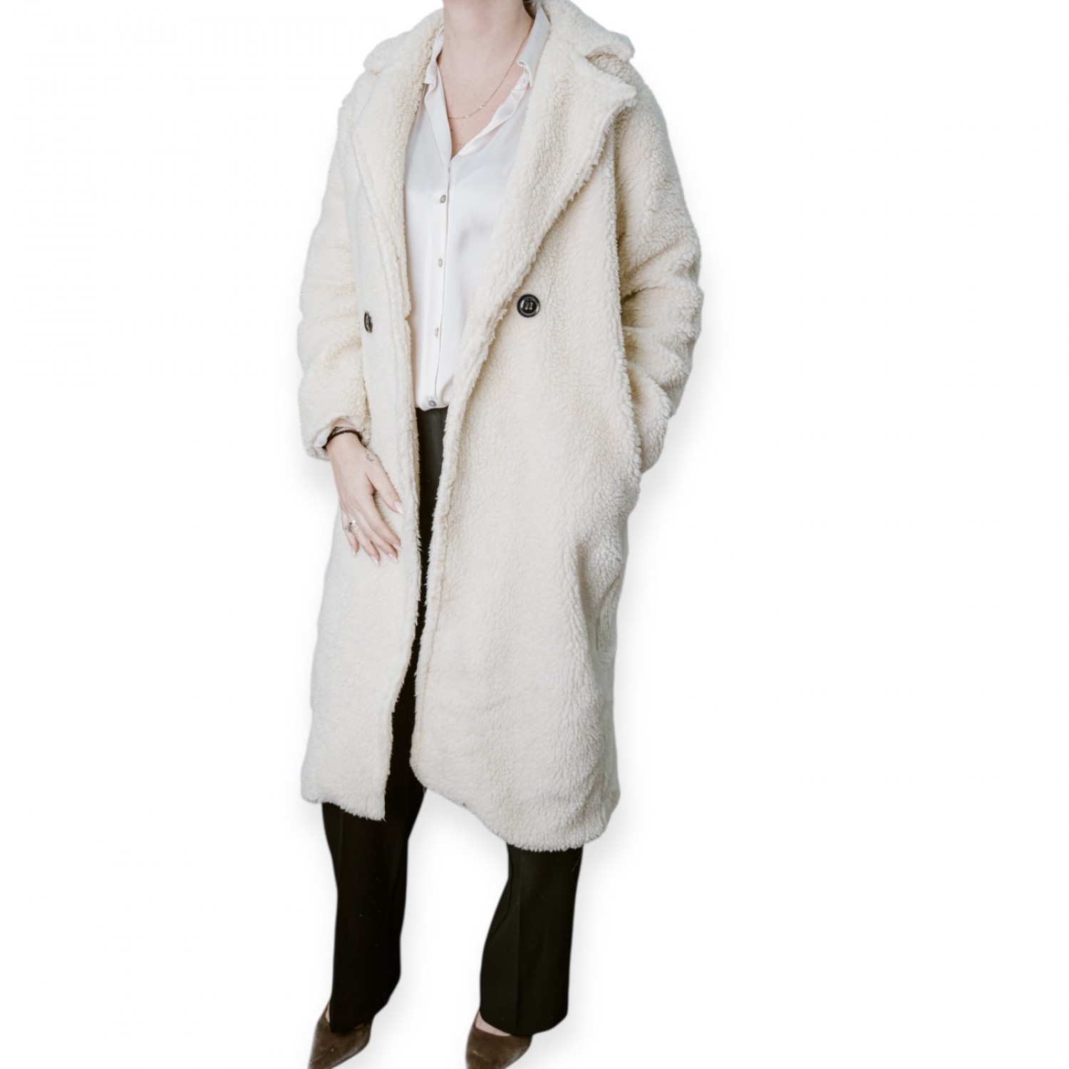 Γυναικείο Μακρύ Λευκό Παλτό “Teddy”