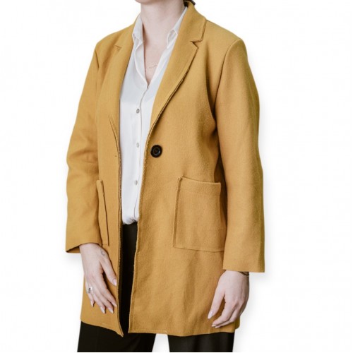 Γυναικείο Κίτρινο Μακρύ Παλτό 