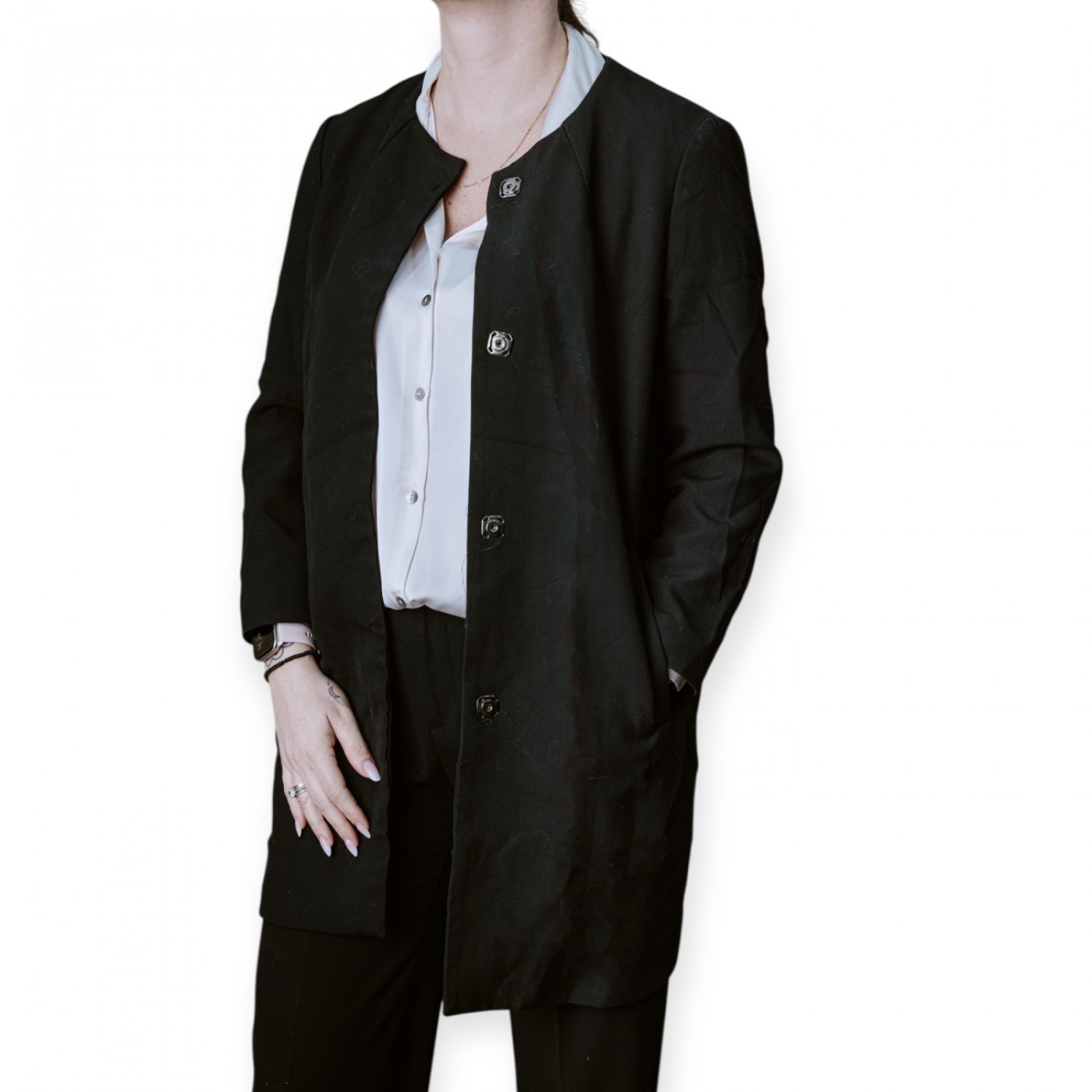 Παλτό Μαύρο Με Μεταλλικά Κουμπιά