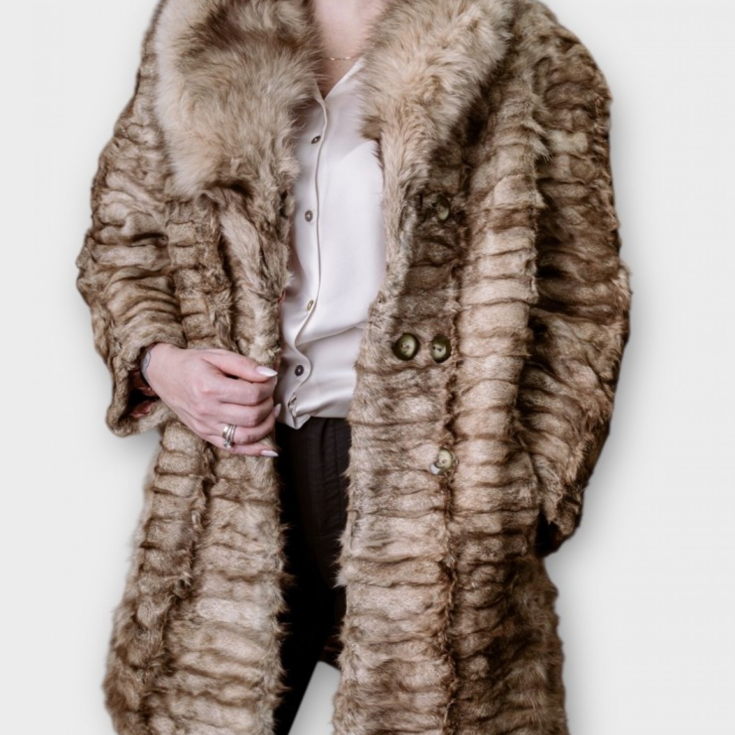 Γυναικείο Μακρύ Παλτό Γούνα Faux Fur Με Φαρδύ Γιακά – Καφέ