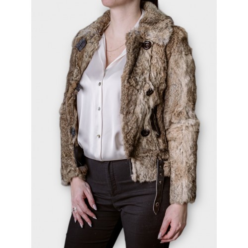 Γυναικείο Κοντό Γούνινο Μπουφάν Σε Φυσική Απόχρωση