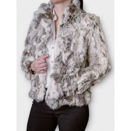 Γυναικεία Γούνα Σε Λευκή-Γκρι Απόχρωση