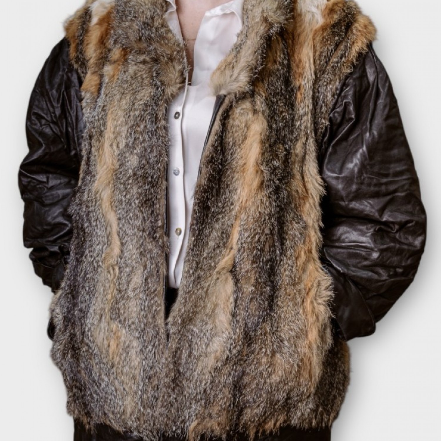 Γυναικείο Μπουφάν Δερματίνης Με Γούνα 