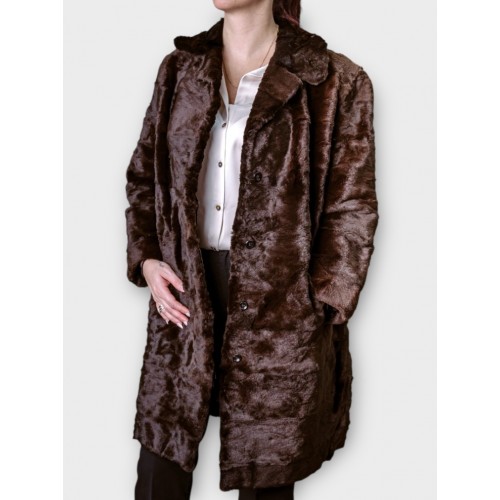 Γυναικείο Παλτό Γούνα Σε Σκούρο Καφέ