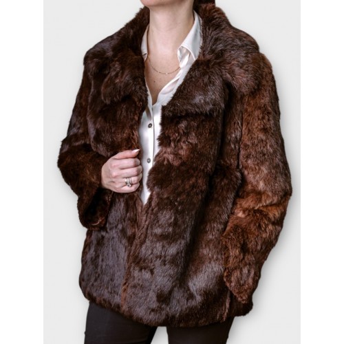 Γυναικεία Κοντή Γούνα Σε Σκούρο Καφέ