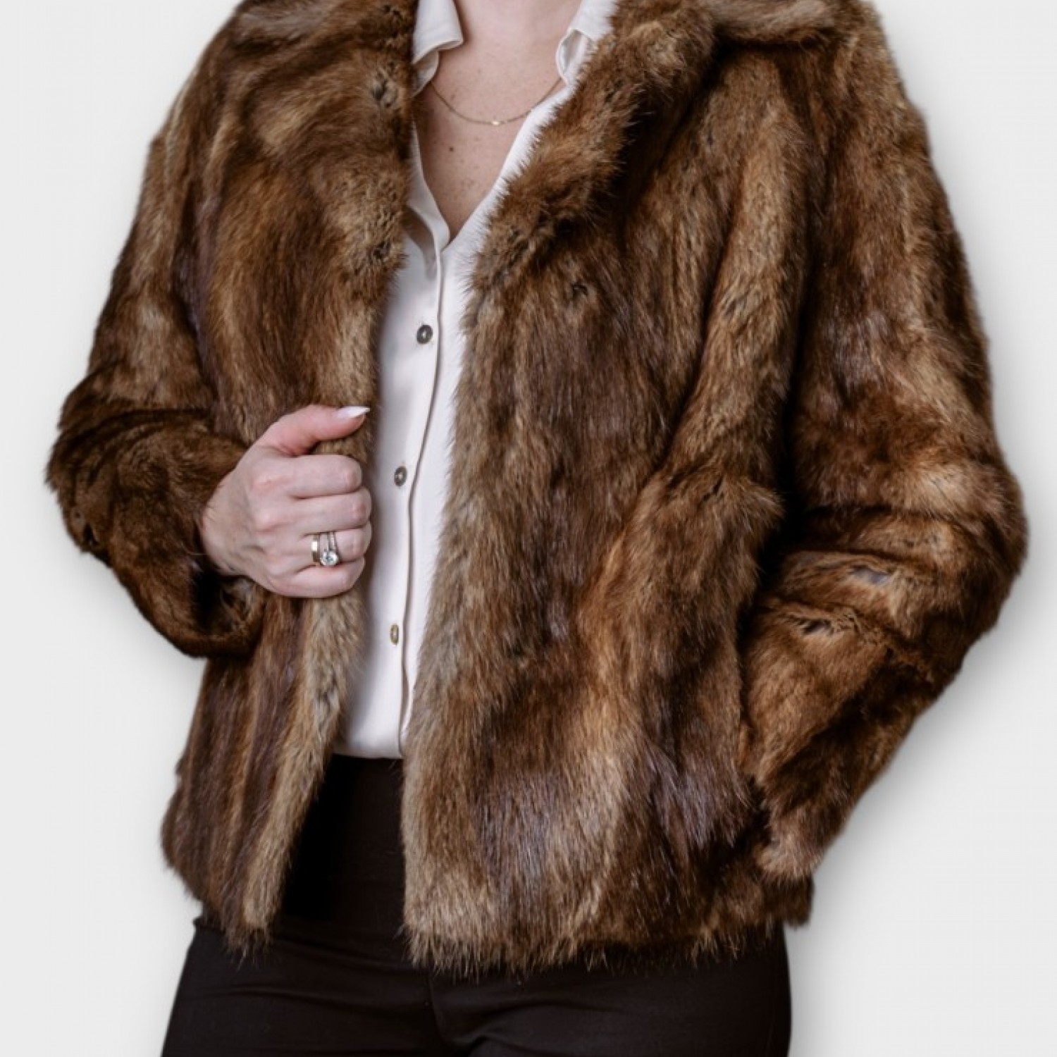 Γυναικείο Γούνινο Μπουφάν Καφέ