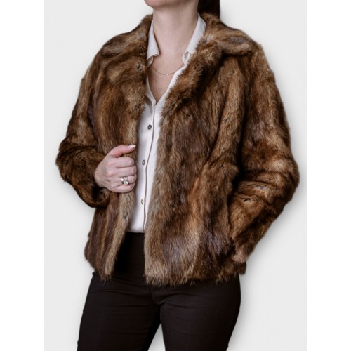 Γυναικείο Γούνινο Μπουφάν Καφέ