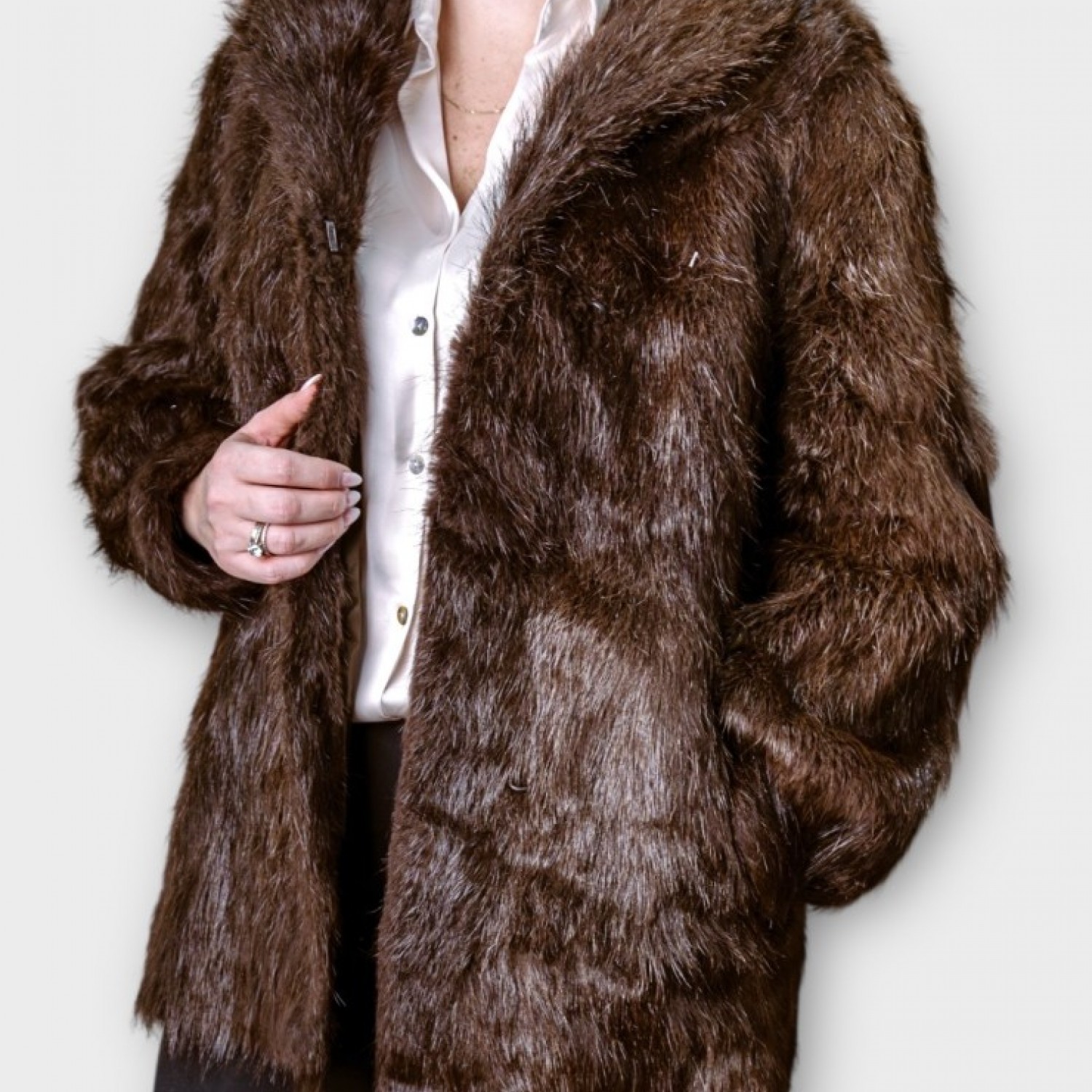 Παλτό-Γούνα Elegance – Σκούρο Καφέ
