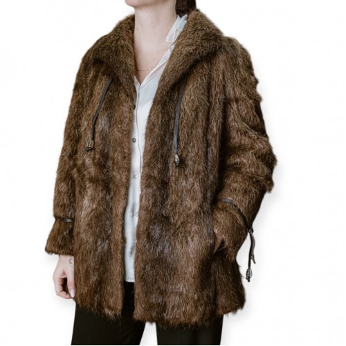 Γυναικεία Καφέ Γούνα Με Κορδόνια