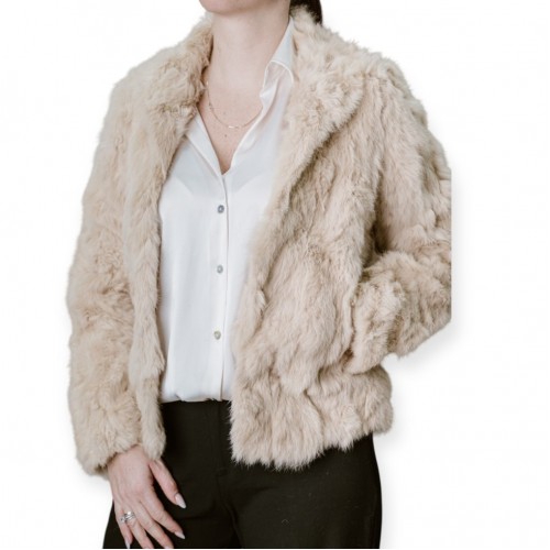 Γυναικεία Μπεζ Κοντή Γούνα