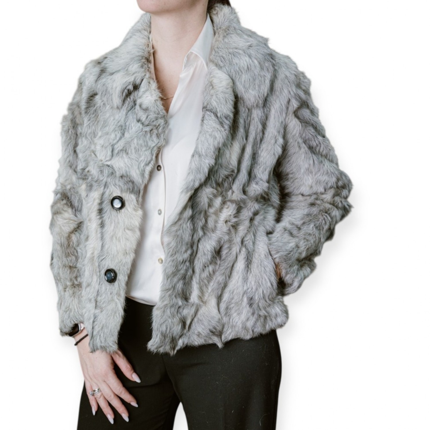 Γκρι Κοντή Γούνα