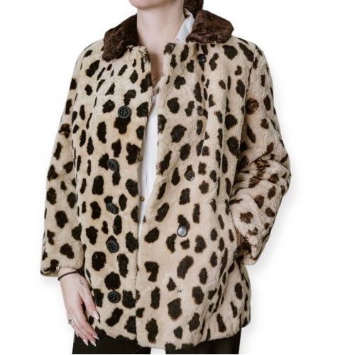 Γούνα Με Leopard Σχέδιο & Καφέ Γιακά