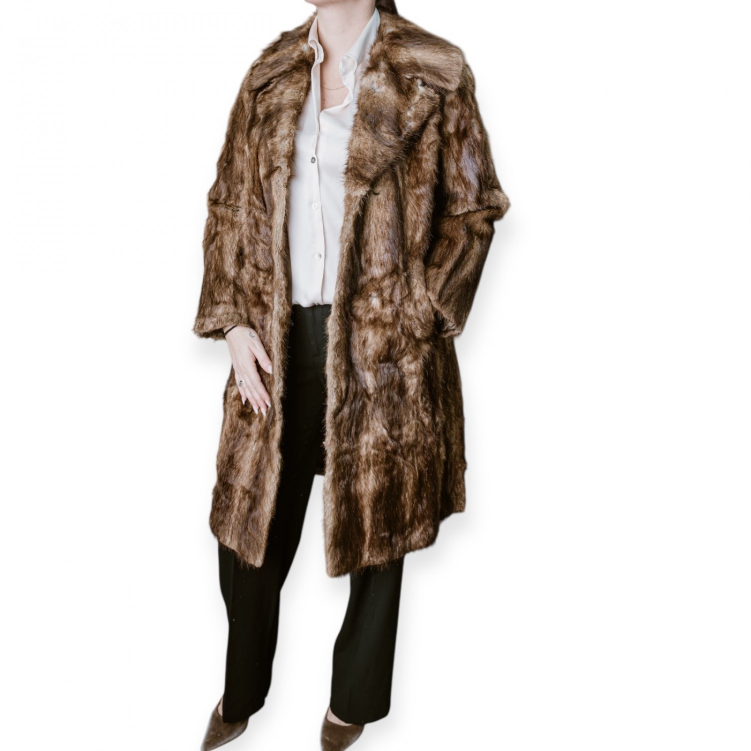 Γυναικεία Μακριά Γούνα Σε Φυσική Καφέ Απόχρωση 